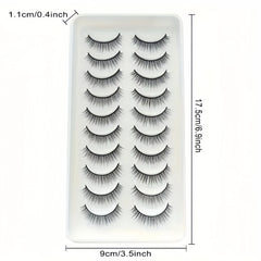 Natural Lashes 10 Pairs Extensions Strip Lashes Natural Look Slender Elongation Eyelashes 6-10mm Cat Eye False Eyelashes