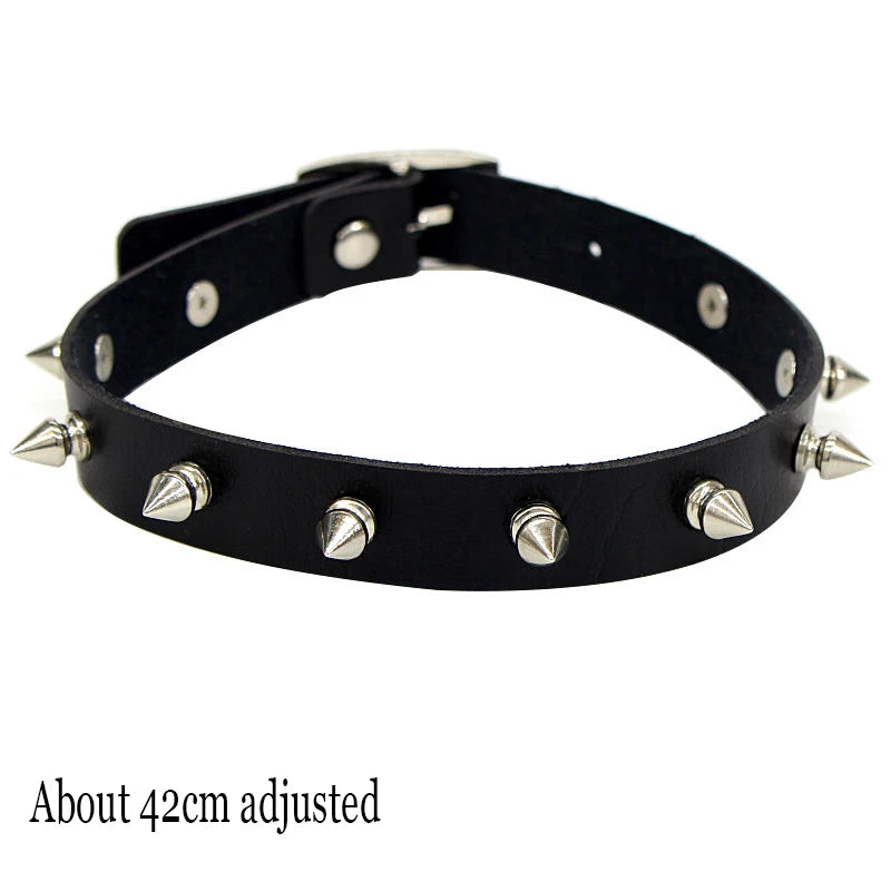 Gothic Bat Heart Lock Punk Choker | Black Leather Collar Necklace detail view