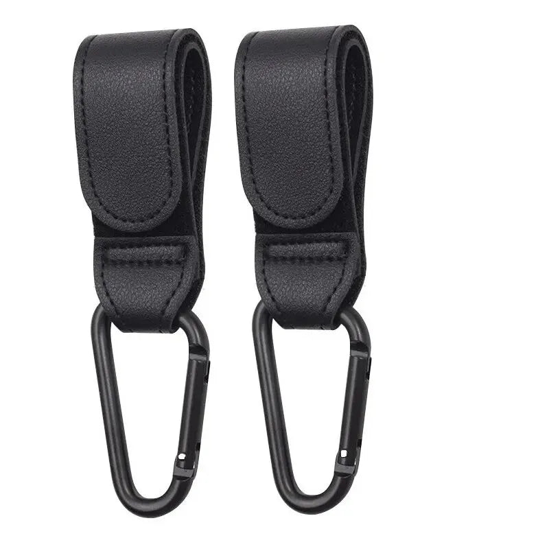 2Pcs Leather Cart Hooks Baby Stroller Hook PU Adjustable Pram Hook Organizer Diaper Bag Hanger Children Travel Accessories