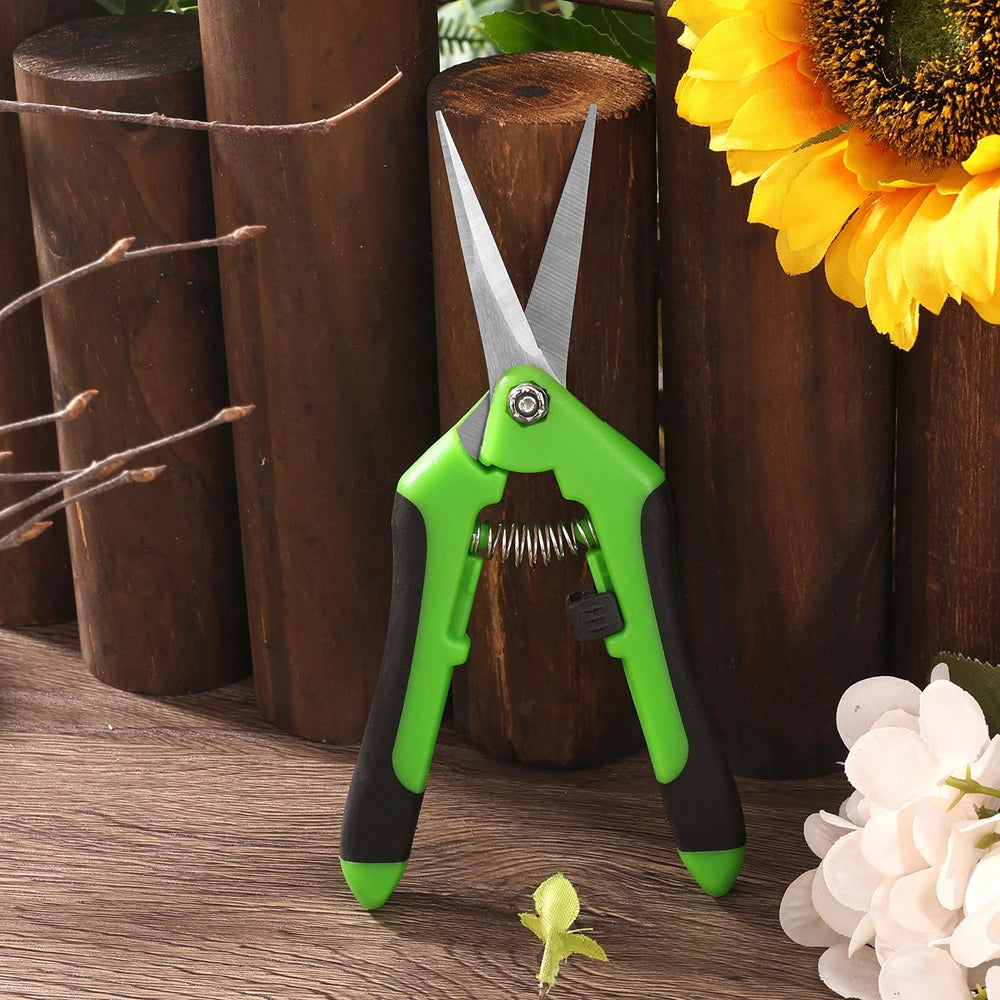 6.5 Inch Gardening Scissors | Spring Loaded Pruners with Stainless Steel Blades additional angle