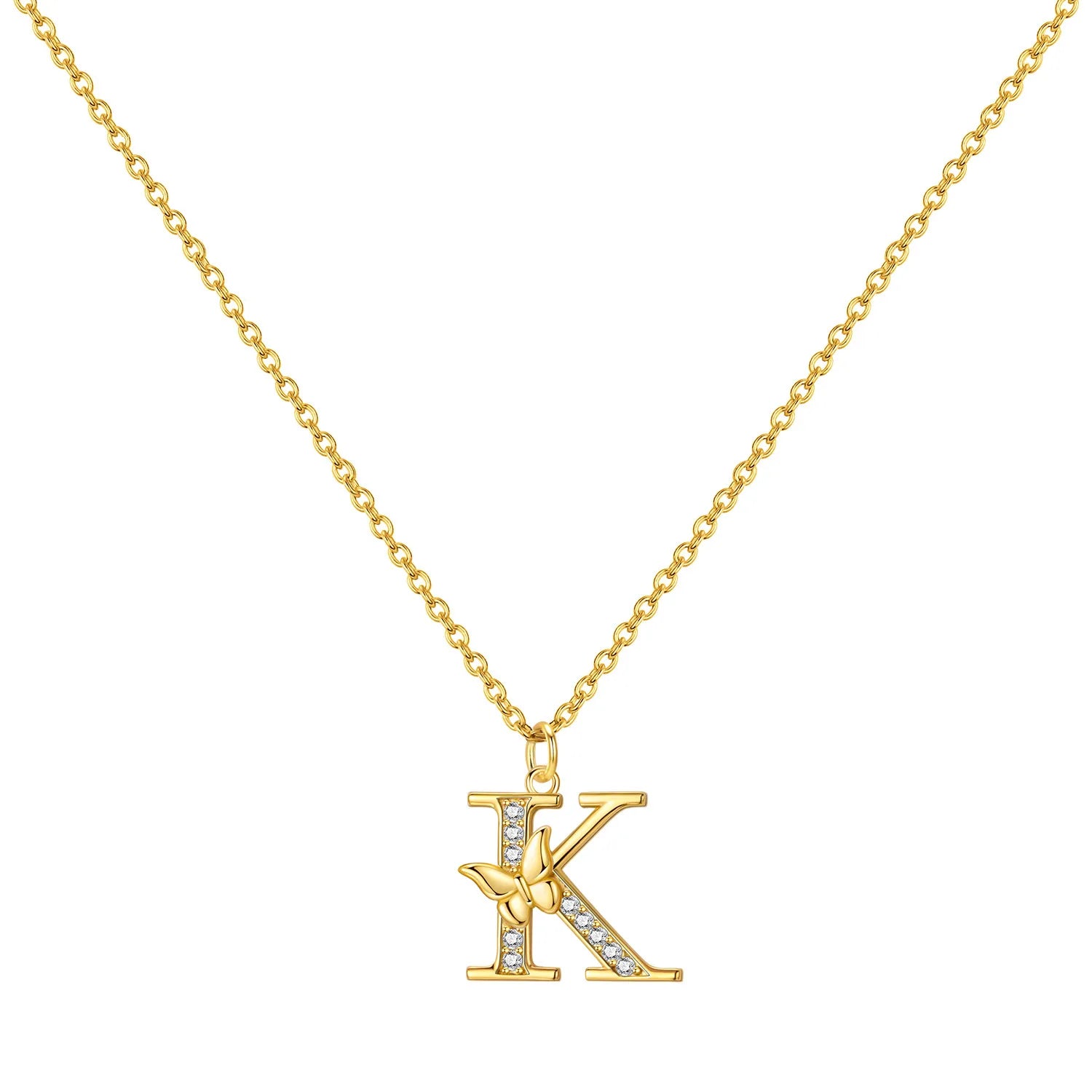 925 Sterling Silver Butterfly Initial Necklace | 26 Letter Y-Shaped Pendant for Wom additional angle