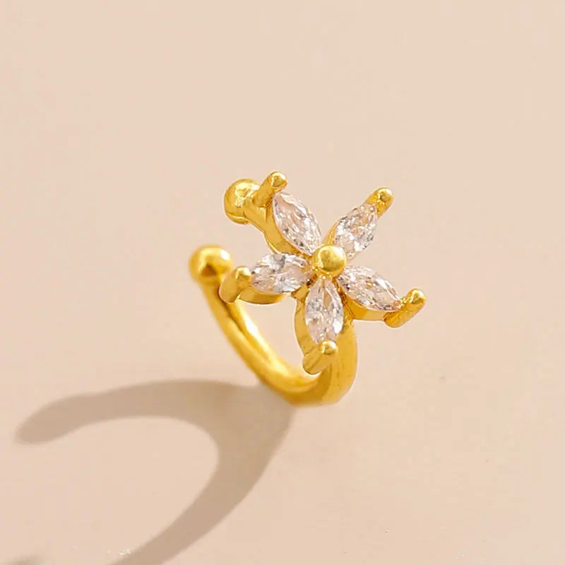 1Pcs Fashion Gold Color Cross Star Ear Clip For Women Girls Simple Metal C-shaped Wit alternate view