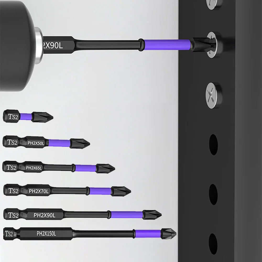 2pcs Non-slip PH2 Magnetic Cross Screwdriver Bits Set | Alloy Steel Hand Tool detail view