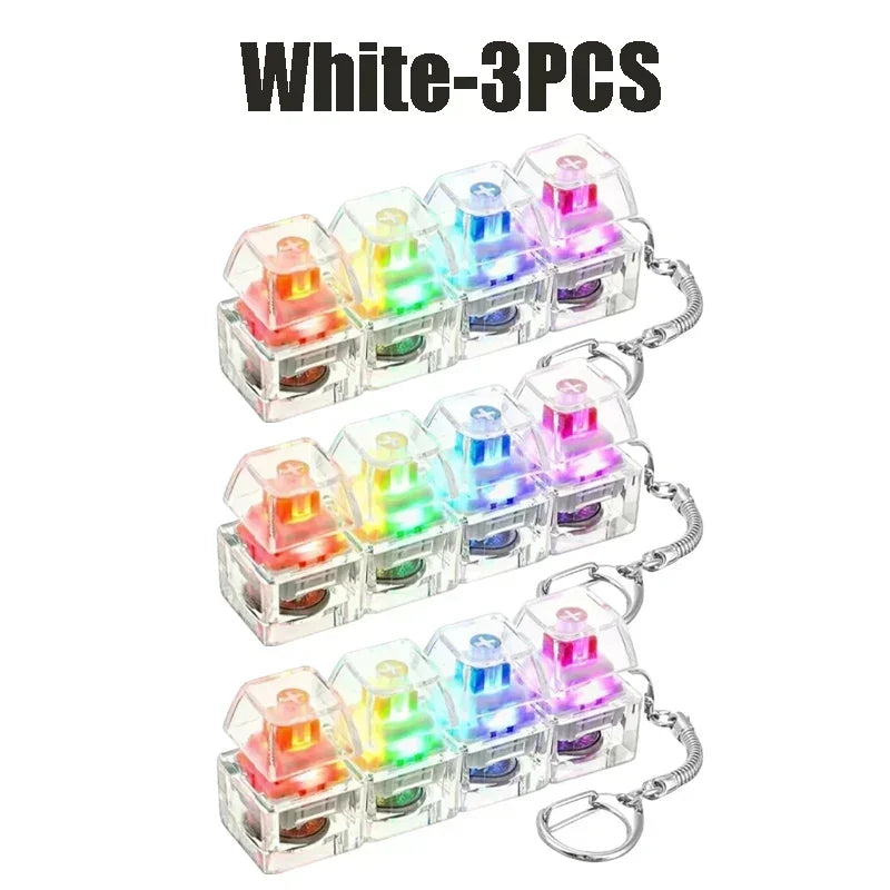 1-10pcs Light Up Keyboard Key Keychain Stress Relief Fidget Toy Clickable Button with LED Light