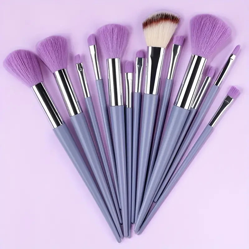 13-Piece Makeup Brush Set | Complete Eye Shadow, Concealer & Powder Brush Kit close-up view