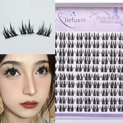 10Rows Cluster False Eyelashes Voluminous Fluffy Thick Natural Curling Lash Manga Eyes，Anime Lash Style，Suitable for Beginners