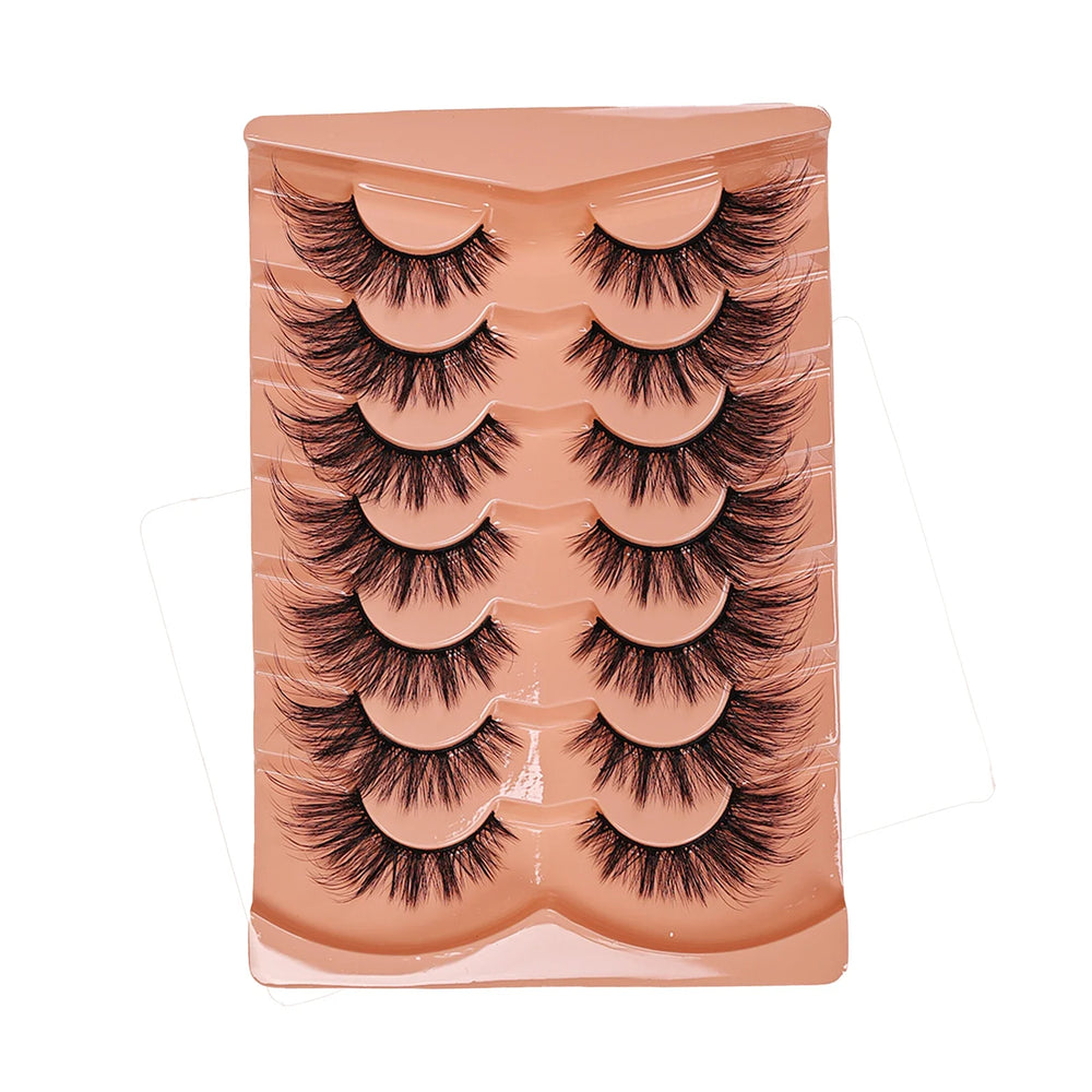 7 Pairs Cat Eye Eyelashes 3D Natural False Lashes 5D Fluffy Soft Cross Manga Lashes additional angle