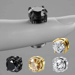 1Pair Magnetic Stud Earring Fake Piercing Crystal Clip Earrings For Women Men Punk Zir close-up view