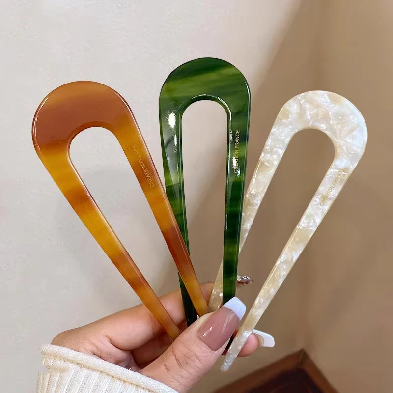 1/2/3/5pcs U-shaped Acrylic Hairpin for Women Elegant Temperament Ponytail Hair Cli additional angle