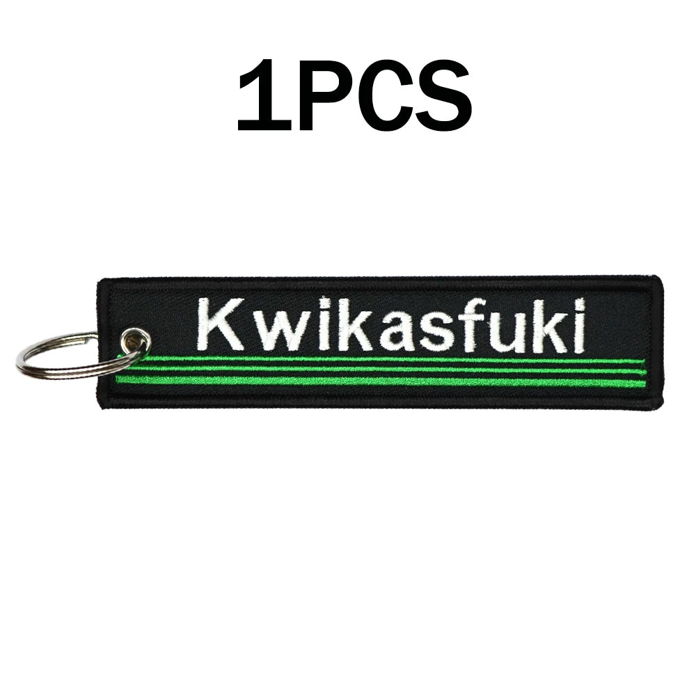 Motorcycle Keychain Double Sided Embroidery | Fashion Key Ring Gift lifestyle view