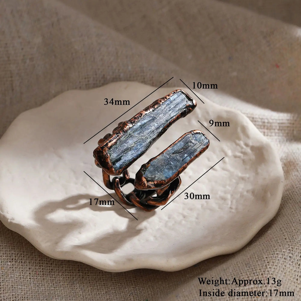 Irregular White Quartz Point Beads Bronze Handmade Rings Jewelry Women Natural Stone lifestyle view