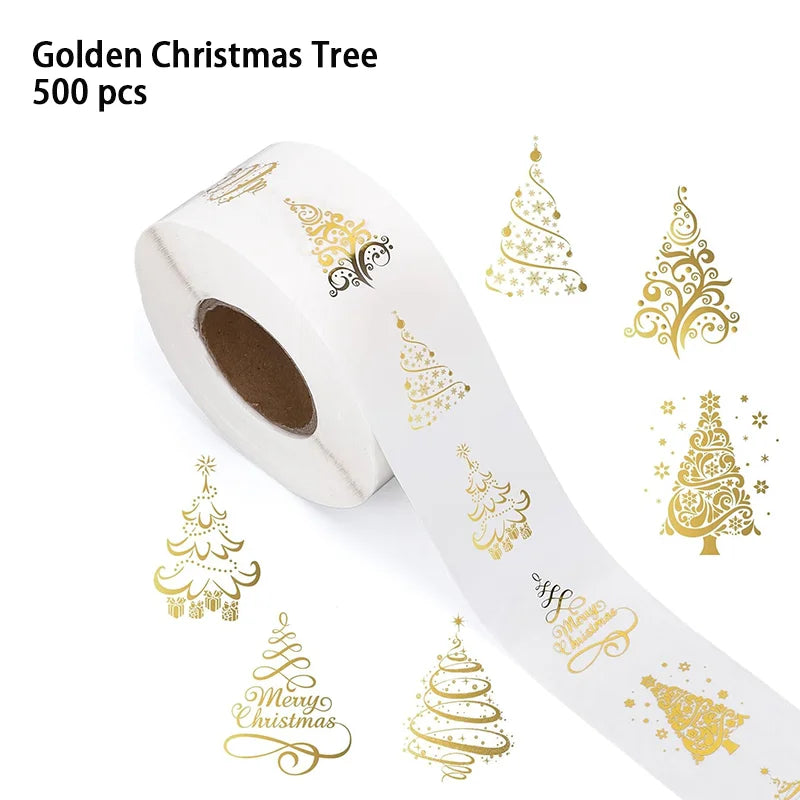 1 Inch Christmas Tree Snowflake Stickers Gift Cards Tags Self Adhesive Seals Labels Scra detail view