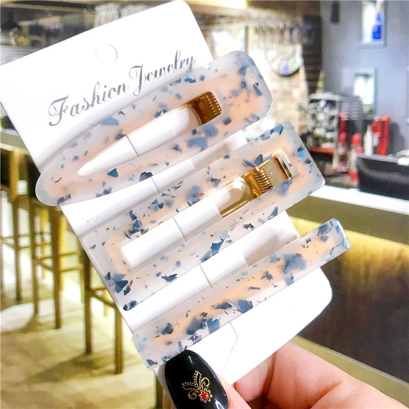 Korean Trendy Colorful Acetate 3pcs/Set Hair Clip Set Hairpin for Women Girls Barrett alternate view
