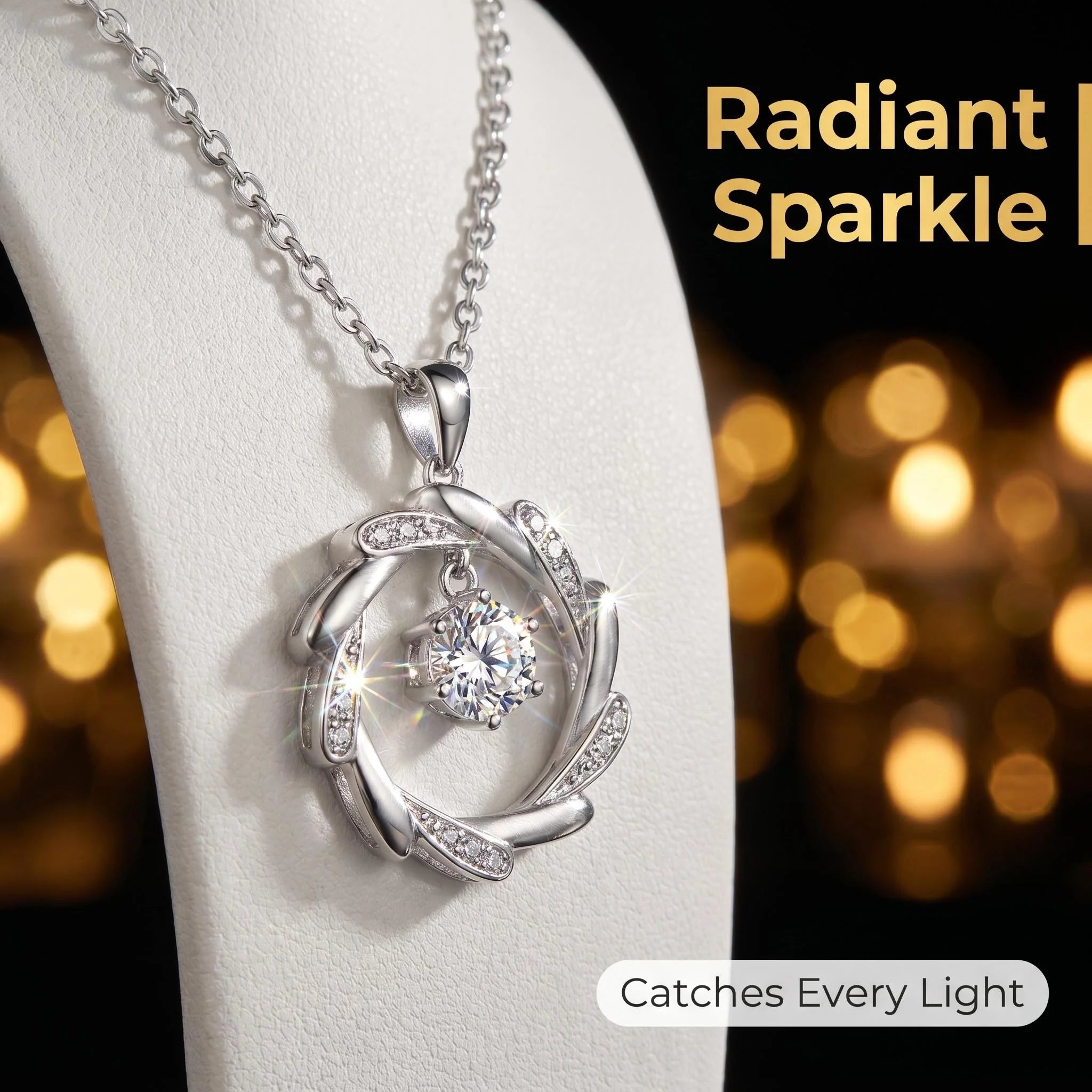925 Silver Necklace Pendant Shining Zircon for Women Wedding Sterling Silver Jewelry lifestyle view