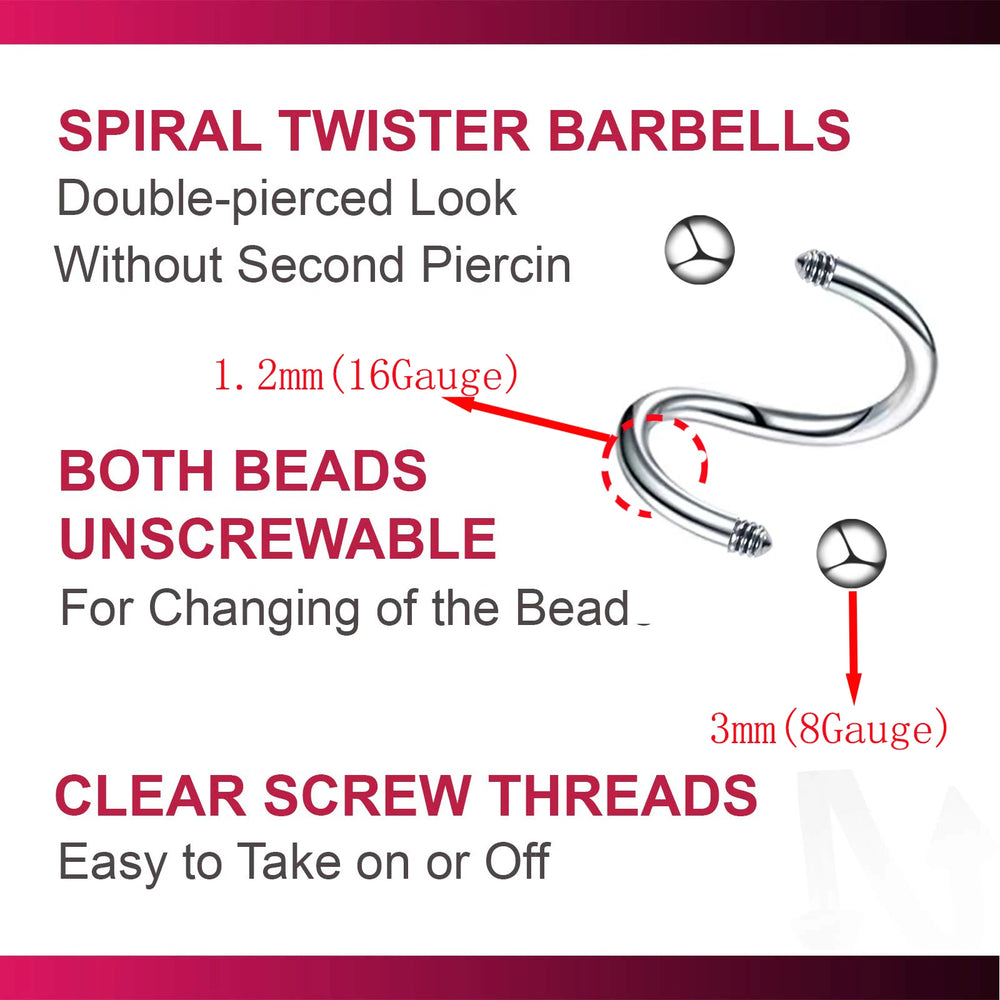 Women's Spiral Earrings Piercing Jewelry Multi-Use Body Jewelry - Lips Nose Septum additional angle