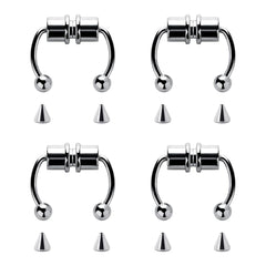 1/4Pcs Women Fake Piercing Nose Ring Hoop Septum Piercing Nose Clip Rock HipHoop Stainless Steel Mag