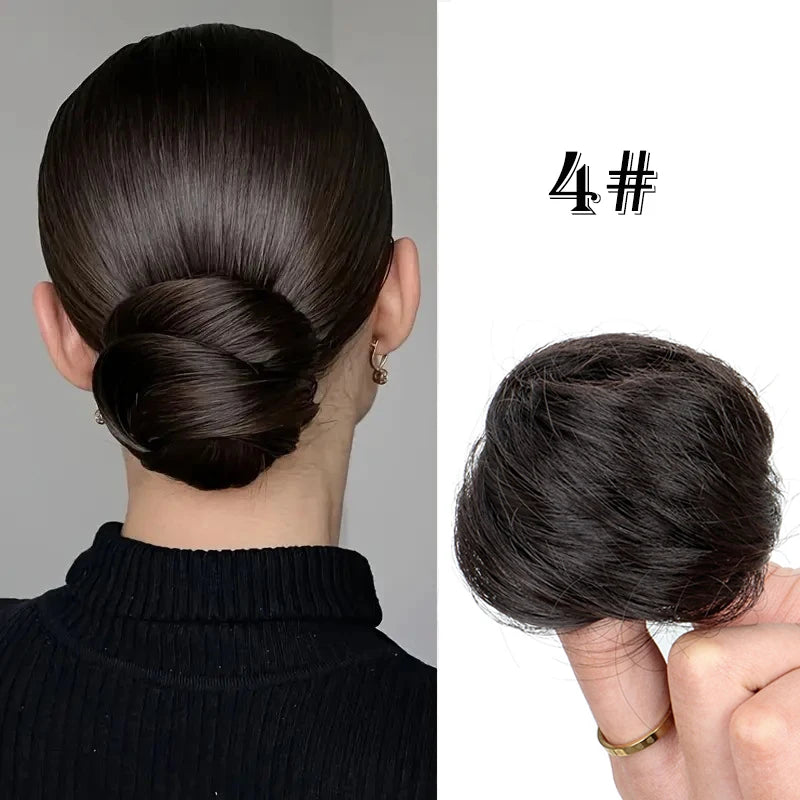 Elegant Synthetic Hair Bun for Women Soft Comfortable Chignon Style Elastic Rubber Ba alternate view