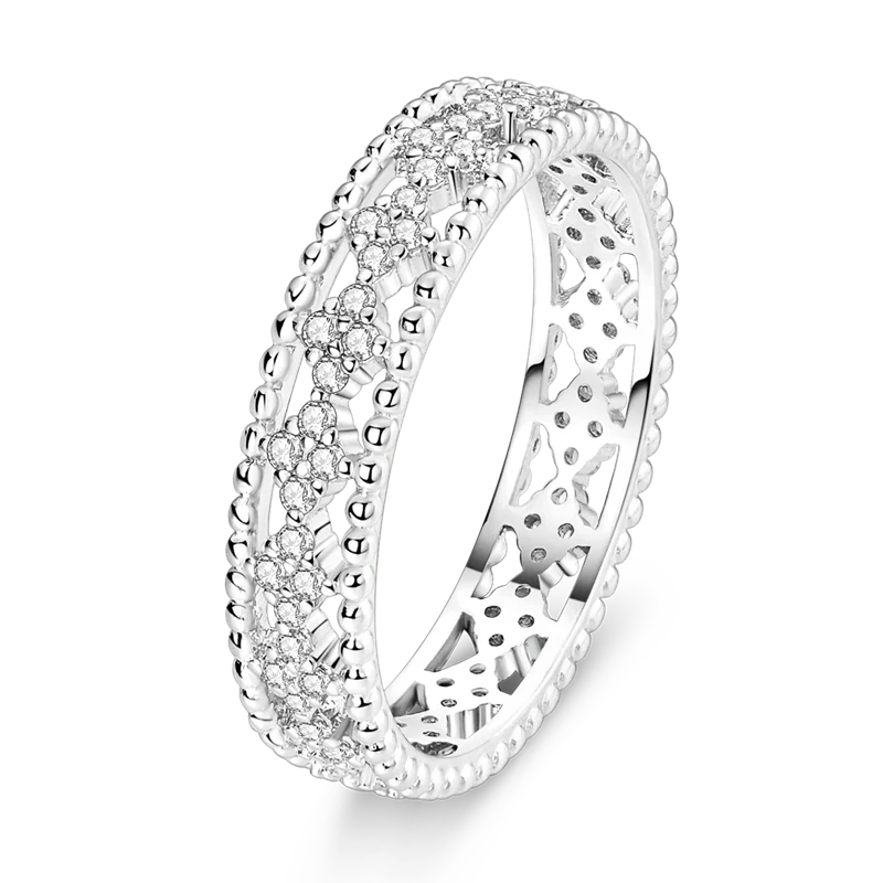 Daisy 925 Sterling Silver Wedding Ring | Sparkling Zircon Engagement Jewelry alternate view