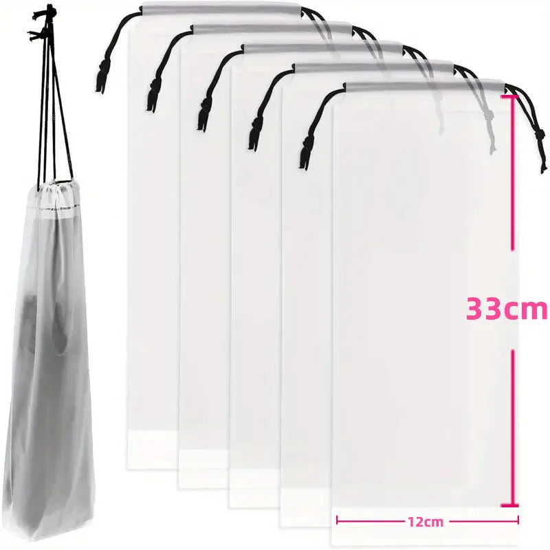 Storage Bag Portable Transparent Waterproof Reusable Drawstring Bag Home Storage Orga alternate view