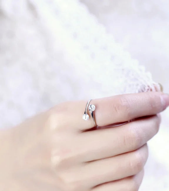 Real 925 Sterling Silver Rings Open Design 925 Sterling Silver Aaa Zirconia Adjustabl alternate view