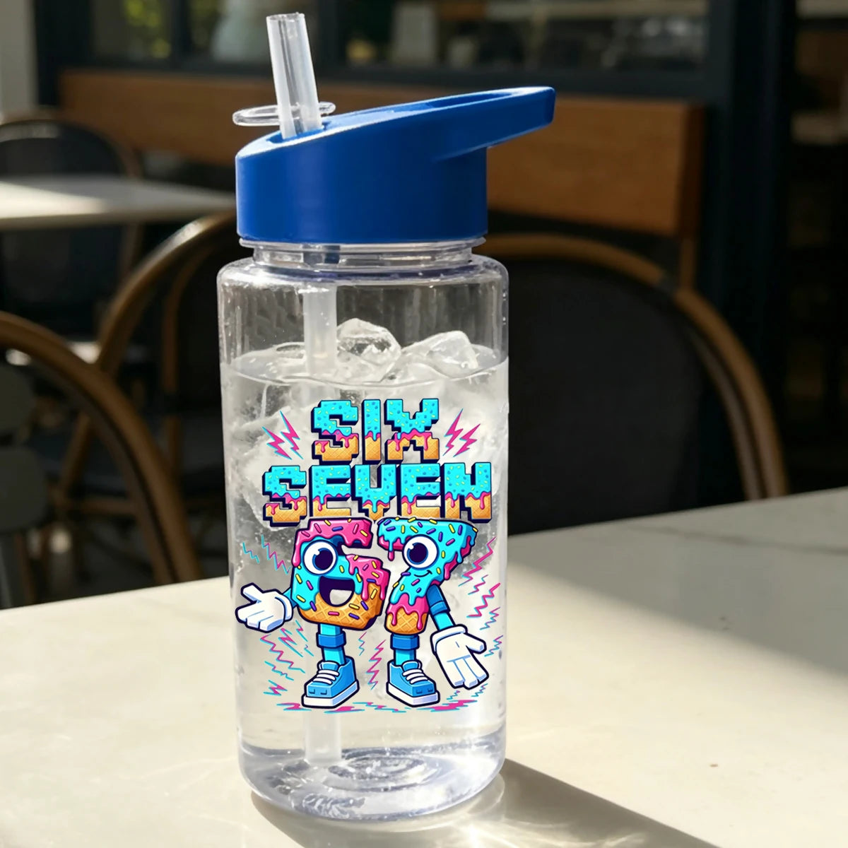 1 Piece 500ml (17 fl oz) 67 Printed Straw Cup, Summer Water Bottle, BPA Free, Portabl alternate view