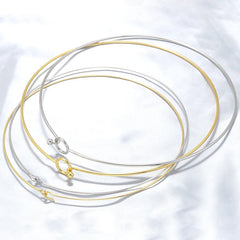 316L Stainless Steel Heart Round Adjustable Collar Women's Necklace Simple Open Neck Met detail view