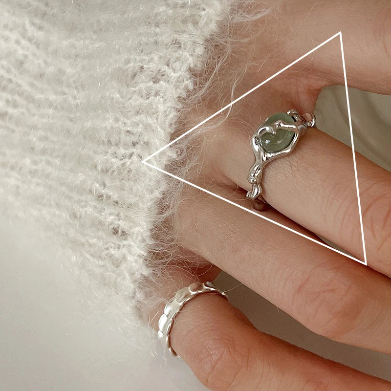 VENTFILLE 925 Sterling Silver Geometric Multilayer Round Bead Ring Female Fashion Punk T detail view