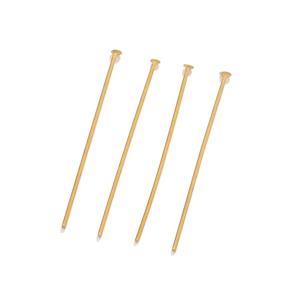 20pcs 20-70mm PVD Gold Plated Stainless Steel Flat Head Pins For Jewelry Making Findings detail view