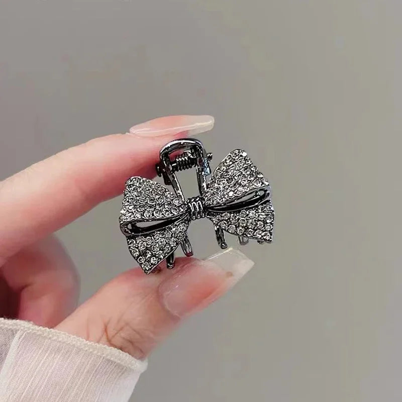 High-end Full Rhinestone Bow Small Hair Claw Princess Head Top Clip Temperament Mini alternate view