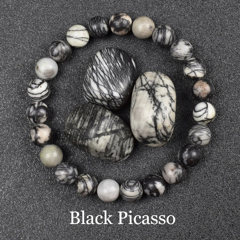 Natural Aquamarins Quartzs Beads Bracelet Women Men 6mm 8mm Sky Blue Stone Round Bead Br detail view