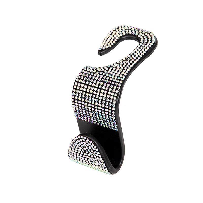 Rhinestone Decor Car Seat Back Hook Hanger Universal Bling Diamond Vehicle Auto Headre close-up view