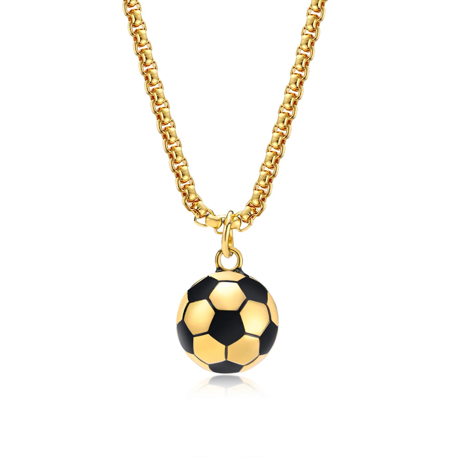 Vnox Lucky 3D Soccer Football Pendant Necklaces for Men Boys, Stainless Steel Collar,Son detail view