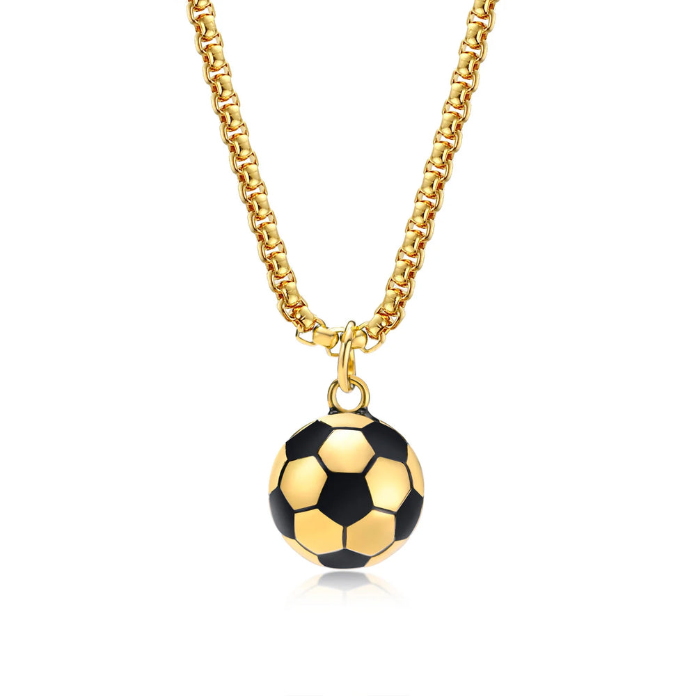 Vnox Lucky 3D Soccer Football Pendant Necklaces for Men Boys, Stainless Steel Collar,Son detail view