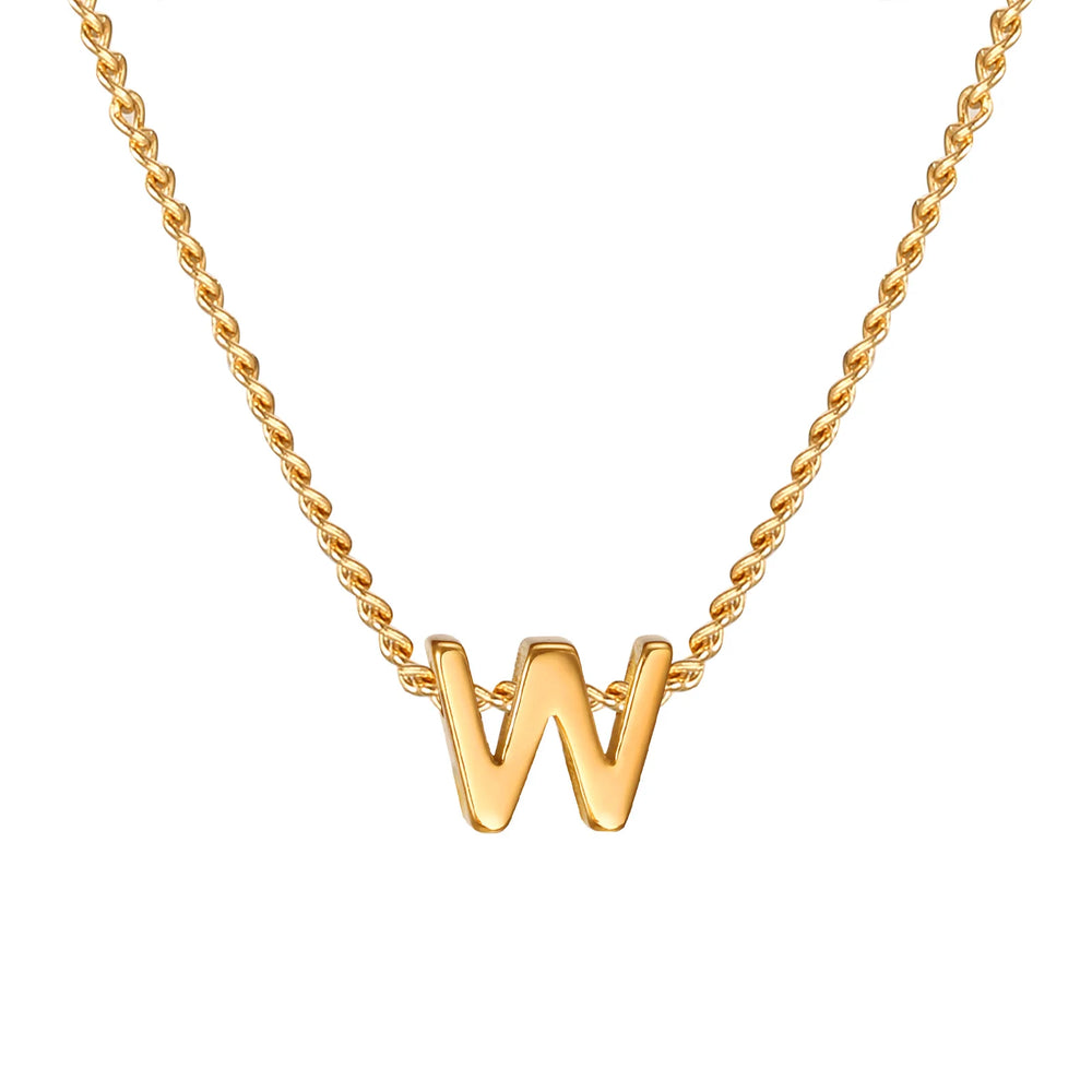 Vnox Chic Tiny A-Z Letters Necklaces for Women Girls, Gold Color Stainless Steel Initial detail view