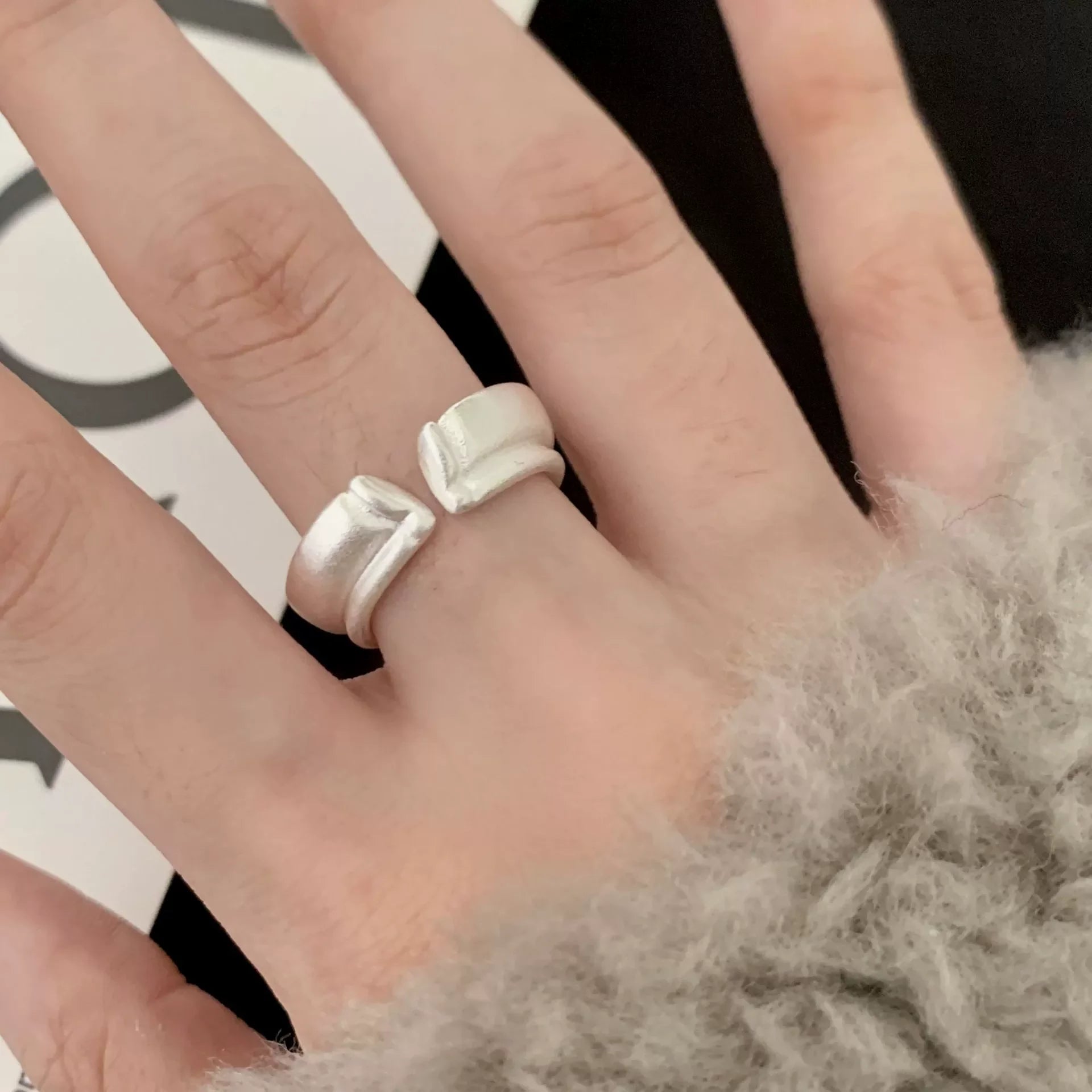 Sam Panda 925 Sterling Silver Rings For Women Men Fine Jewelry Finger Adjustable Open close-up view