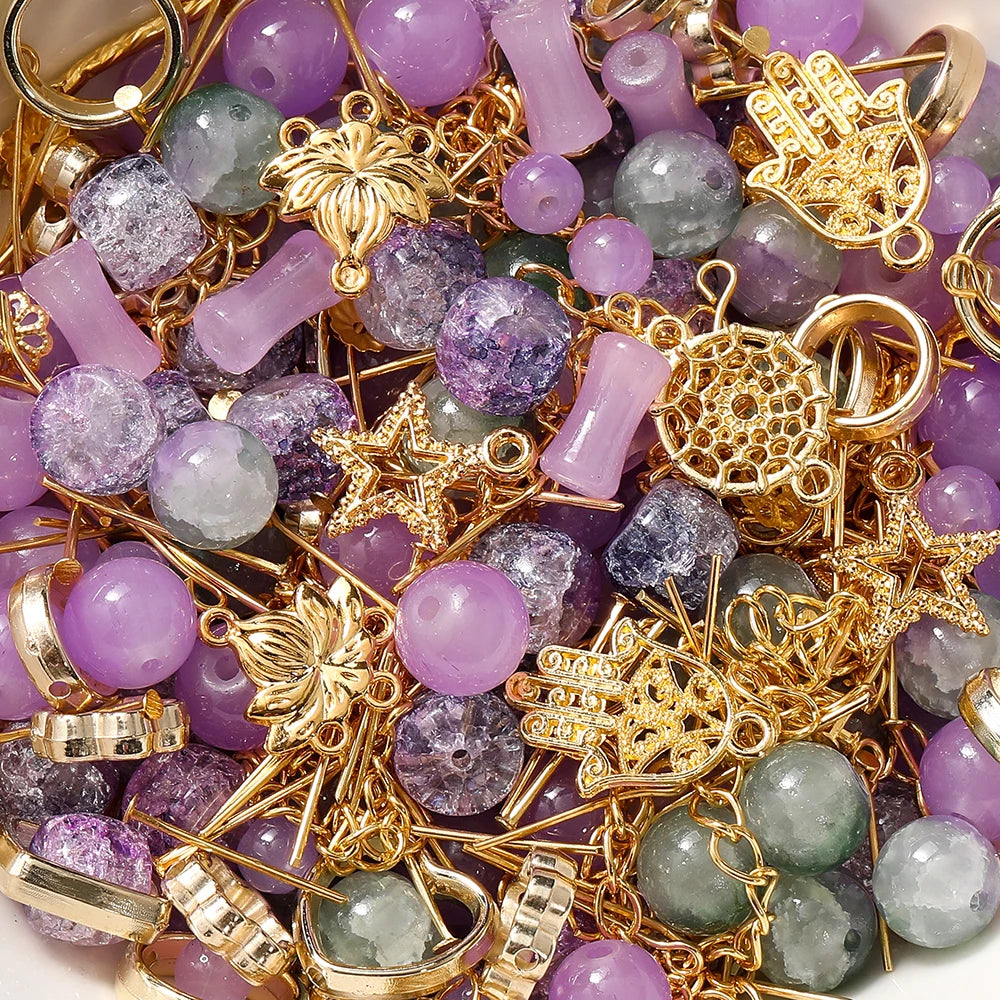 30-50G/Lot Mixed Glass Beads Metal Pendants Spacer Bead Jewelry Accessories for DIY B lifestyle view