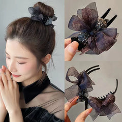 New Korean INS Style Premium Sense Of Ponytail Hair Clips Bow Grab Clip Female High Pill Head Artifacts Clip Headdress Hair Card