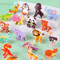 30Kinds Animal 3D Puzzle Kids Children Birthday Party Toy Paperboard Cartoon Dinosaur DIY Puzzles Ju