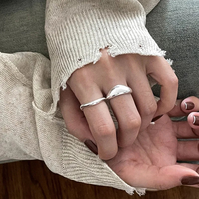 VENTFILLE 925 Sterling Silver Irregular Ring for Women Geometry Versatile Minimalism alternate view