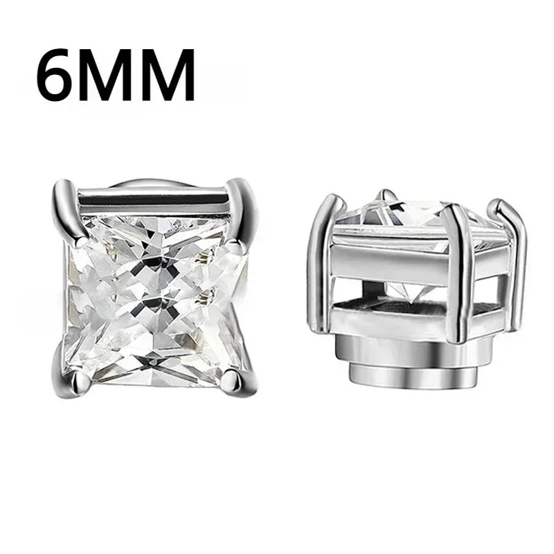 1Pairs Crystal Strong Magnetic Ear Stud Clip Earrings for Men Women, Punk Round Zirco alternate view