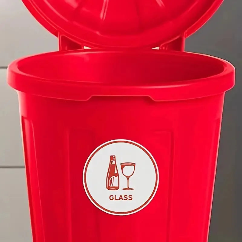 Recycling Sorting Sticker Set | Aluminum Plastic Glass Compost Bin Decals close-up view