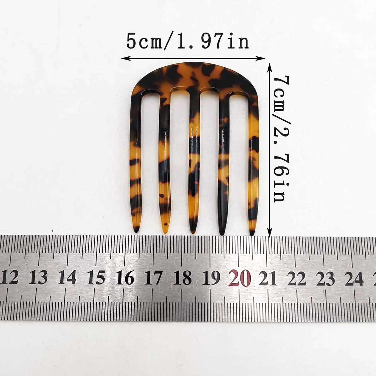 1/2/3 PCS Acetic Acid Hair Forks Five Teeth Hair Sticks U-Shape Hair Comb Bun Hairpin close-up view