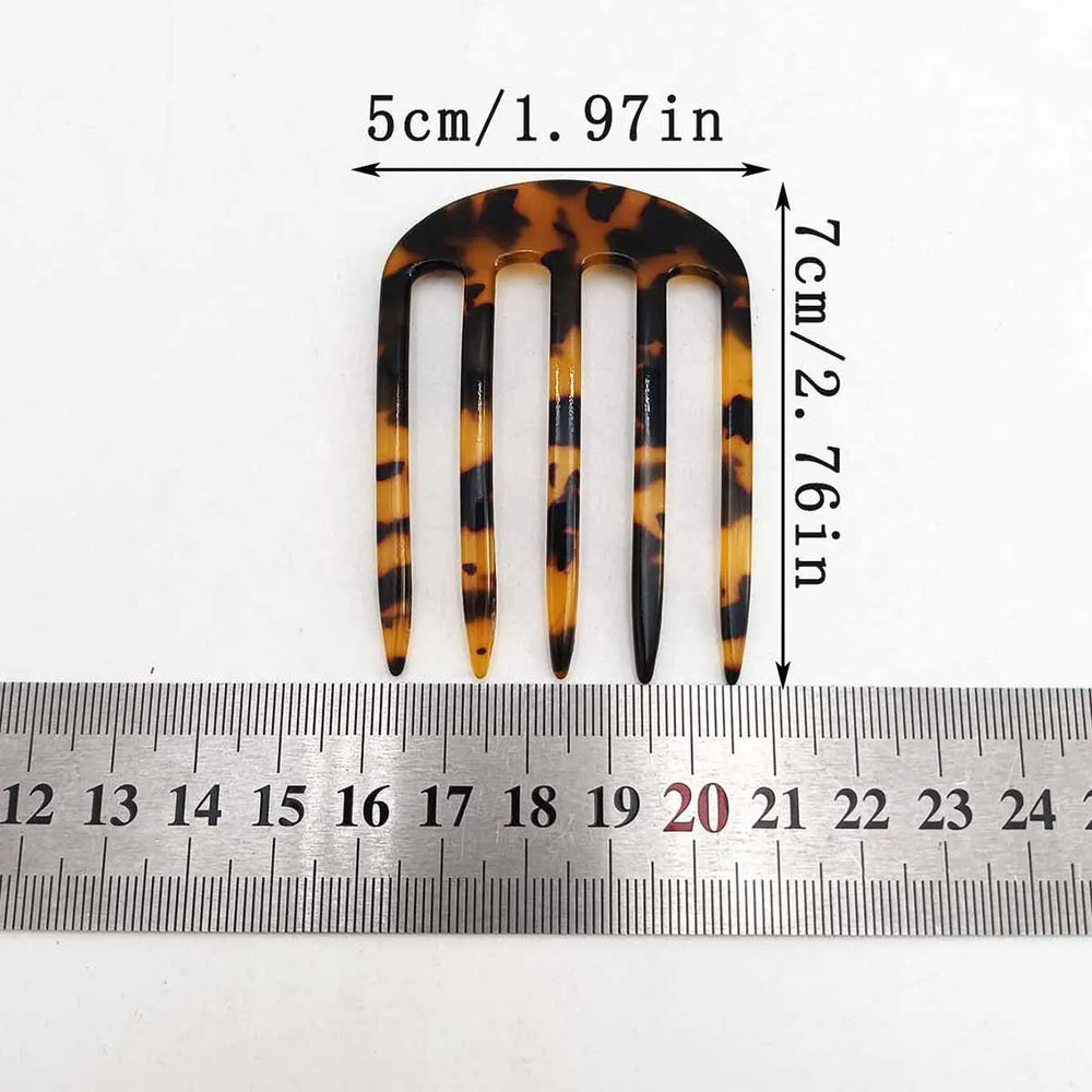 1/2/3 PCS Acetic Acid Hair Forks Five Teeth Hair Sticks U-Shape Hair Comb Bun Hairpin close-up view