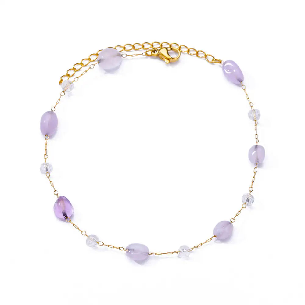 Colorful Boho Drops Anklets For Women Gold Color Stainless Steel Geometric Anklet Luxu close-up view