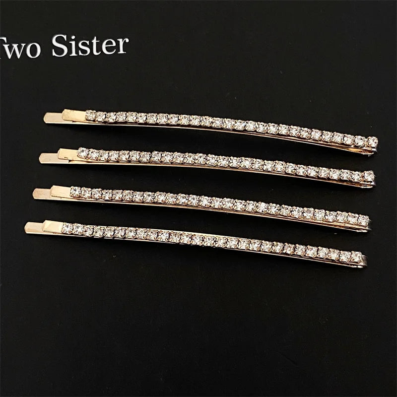 Bling Crystal Hair Clips Set Rhinestone Flowers Barrettes Side Pin Sweet Elegant Bobb alternate view