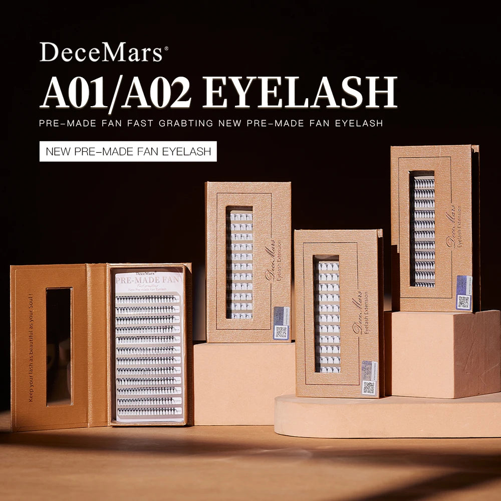 DeceMars A Series Premade Fan Eyelash Extensions | DIY Natural Look Lashes additional angle