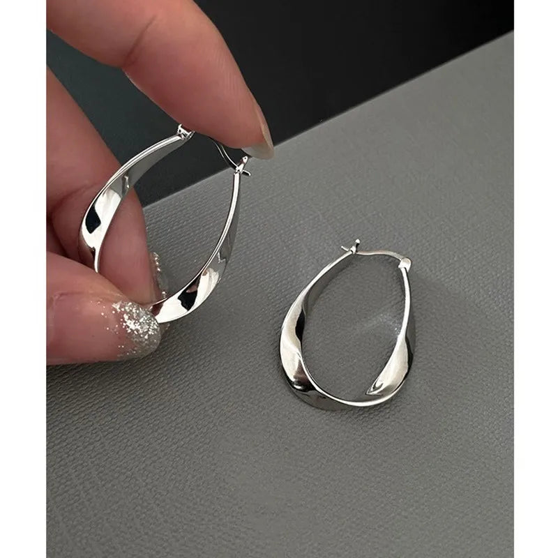 Geometric Twisted Hoop Earrings | Niche Design Statement Jewelry for Women alternate view