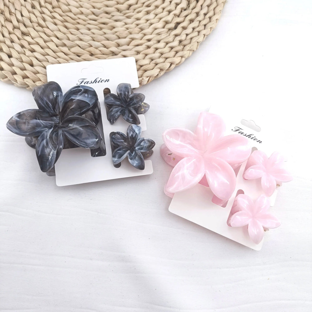 3/6/9/12PCS Hawaiian Gradient Flower Hair Claw Clip For Women Girl Fashion Plastic additional angle