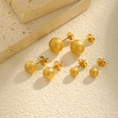 Gold Plated Stainless Steel Stud Earrings Set | 10mm 8mm 6mm Round Ball Earrings for alternate view