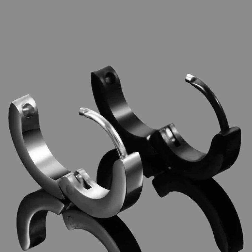 1 Pair Men Women Punk Stainless Steel Ear Circle Earring Simple Ear Buckle Gothic Fas lifestyle view